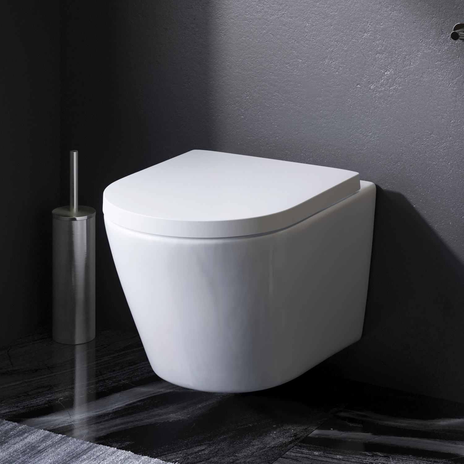 AM.PM Sense FlashClean rimless wall-hung toilet with soft-closing seat cover