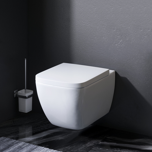 FlashClean (rimless) wall-mounted toilet with soft-closing seat cover with EasyClean coating