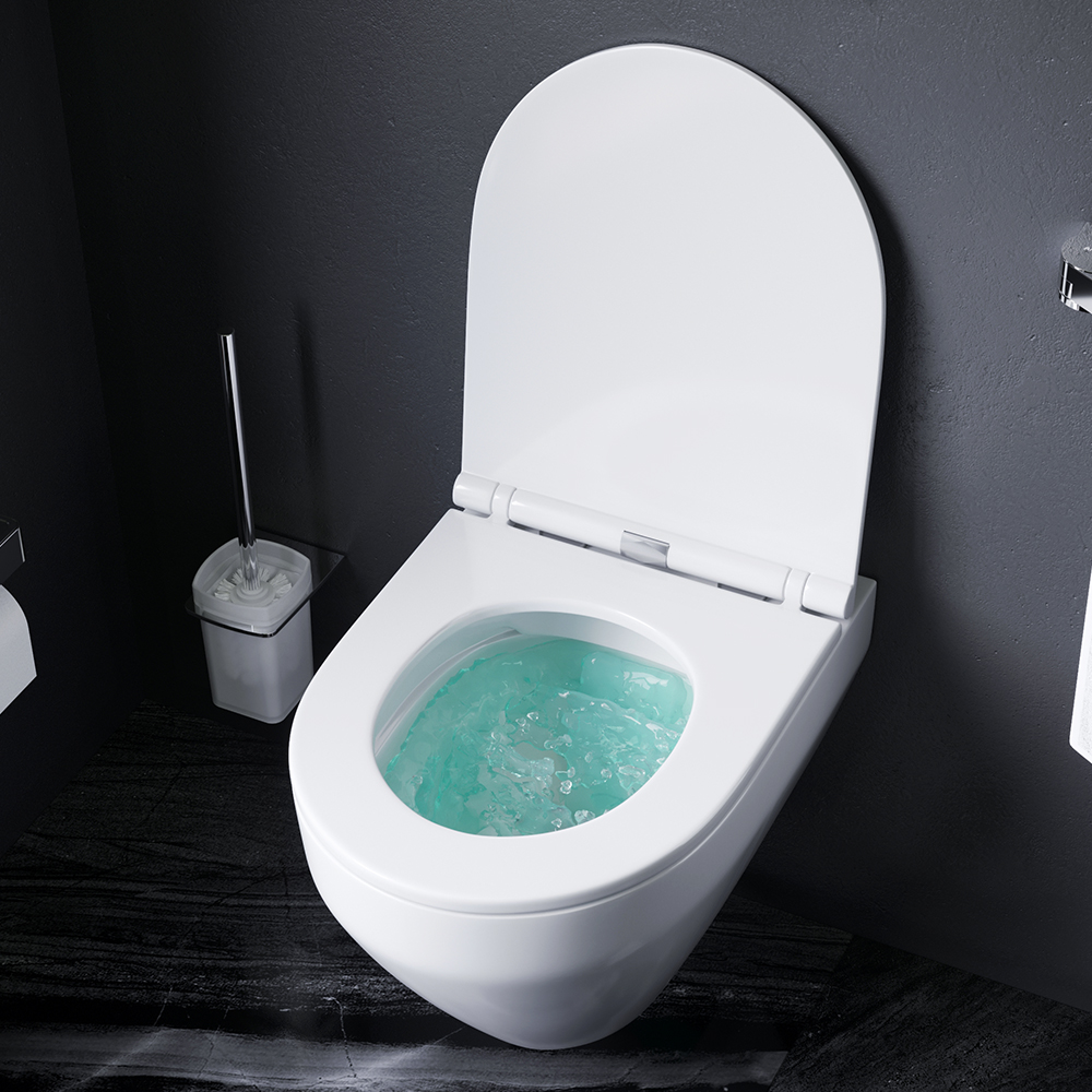 CSB1700SCA FlashClean (rimless) wall-mounted toilet with soft-closing seat cover with AntiBac