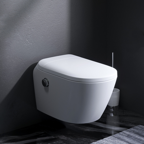 FlashClean (rimless) wall-mounted toilet with TouchReel electronic e-bidet seat