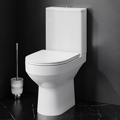 Close-coupled rimless WC suite FlashClean, universal outlet